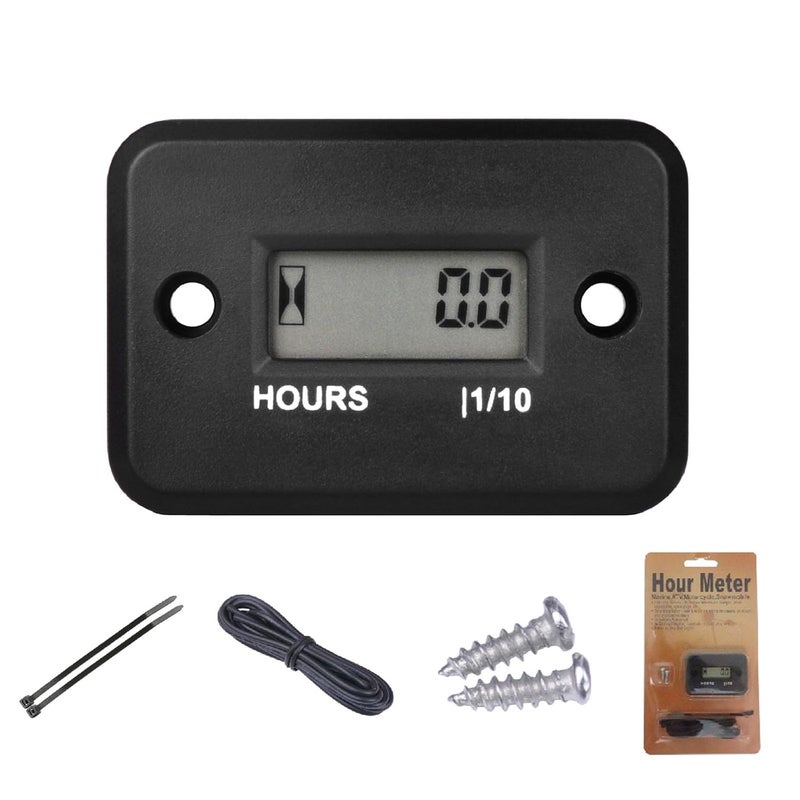 YOOREAL Digital Inductive Hour Meter,Gas Engine Hr Meters,Dirt Bike,Waterproof IP68,for Various of ZTR/Riding Lawn Mower Land Trimmer Pressure Washer Boat Outboard Motor Motorcycle ATV Boat etc - Image 1